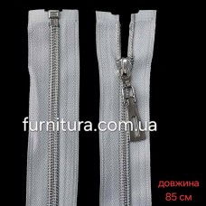 Блискавка 85 см  біла+срібло