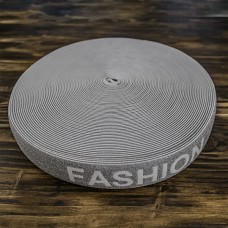 арт. 133 з написом FASHION, білий/срібний, шир 4 см, 24 м