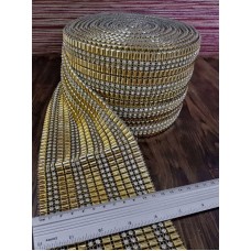 Стрічка золоті фрагменти + стрази, 12 см
