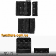 Застібка для білизни чорна, 3 ряди х 3 петлі