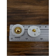 гудзик F L30/ніжка, комбінована біла+золото,уп.100 шт